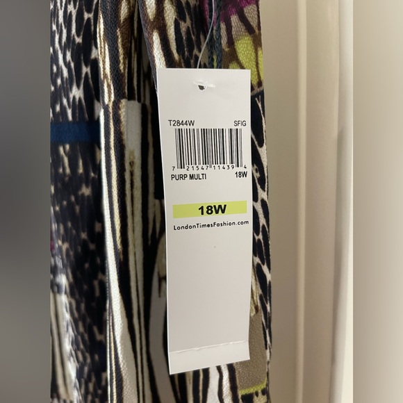 London Times Multi Layered Black/Multi Color Plus Dress - Picture 4 of 6